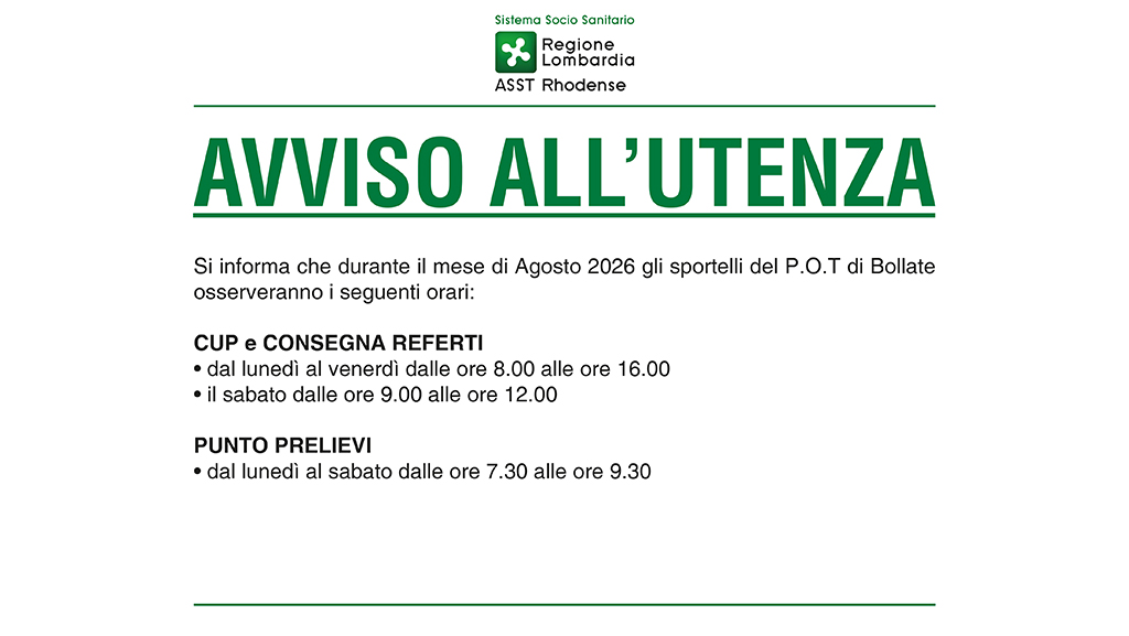 Chiusura Pot bollate Agosto